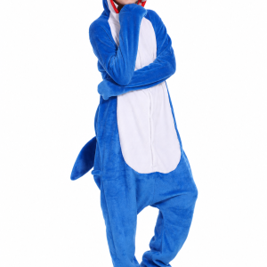 Kids' Bright Blue Plush Shark Kigurumi
