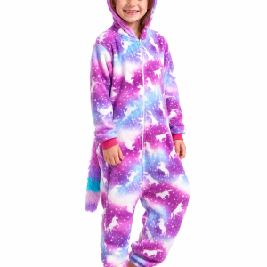 Kids' Galaxy Unicorn Fleece Hooded Onesie