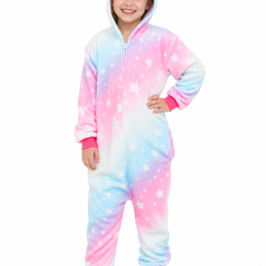 Kids' Pastel Star Unicorn Plush Onesie