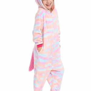 Kids' Pastel Tie-Dye Unicorn Fleece Onesie