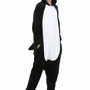 Kids' Plush Black and White Penguin Kigurumi