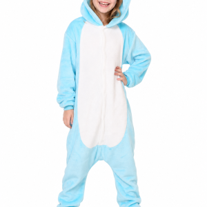 Kids' Plush Light Blue Elephant Kigurumi Pajamas