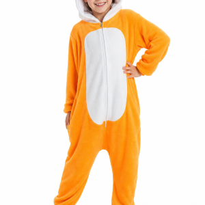 Kids' Plush Orange Fox Onesie