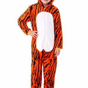 Kids' Plush Orange Tiger Kigurumi