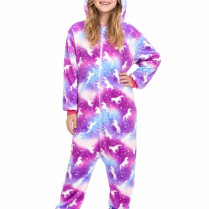 Kids' Plush Unicorn Galaxy Print Onesie