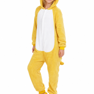 Kids' Plush Yellow Bear Kigurumi with Hood
