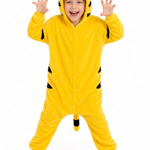 Kids' Plush Yellow Tiger Hooded Kigurumi