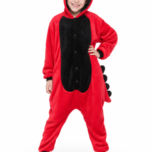 Kids' Red T-Rex Plush Kigurumi