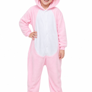 Kids Soft Pink Pig Hooded Kigurumi Onesie