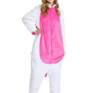 Kids White and Hot Pink Unicorn Plush Kigurumi