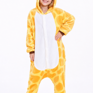 Kids' Yellow Giraffe Plush Hooded Kigurumi