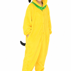 Kids' Yellow Plush Hooded Dog Onesie