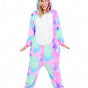 Pastel Tie-Dye Unicorn Onesie with Star Glitter Belly