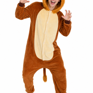 Plush Brown Lion Onesie with Fluffy Mane