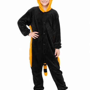 Plush Kids' Black and Orange Red Panda Kigurumi