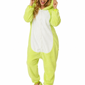 Plush Lime Green Frog Kigurumi with Slippers