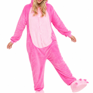 Plush Pink Monster Kigurumi with Claw Slippers