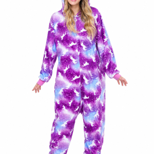 Plush Purple Galaxy Unicorn Kigurumi Onesie