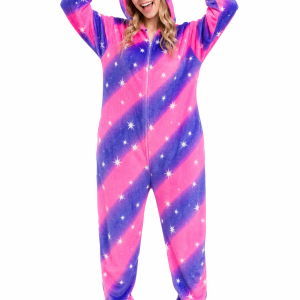 Plush Starry Pink and Purple Unicorn Onesie