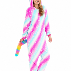 Rainbow Star Unicorn Kigurumi with Fluffy Tail