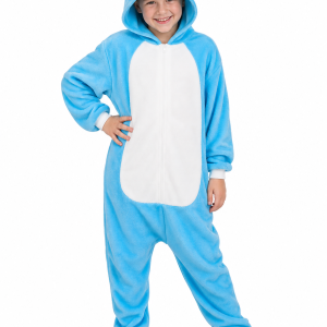 Sky Blue Elephant Kids' Plush Kigurumi