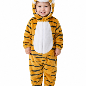 Toddler Plush Tiger Hooded Jumpsuit